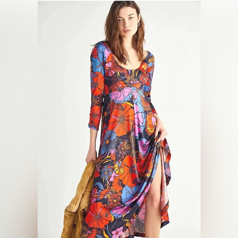 Free People Floral Maxi Dress in Red, Blue, Pink, Orange